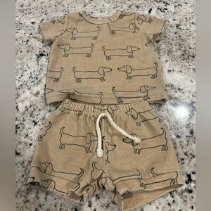 Baby Tan Dog Print Matching Set